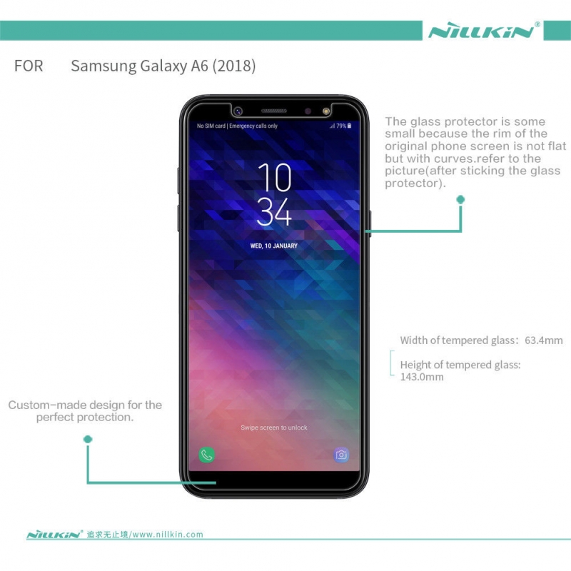 Miếng Dán Cường Lực Samsung Galaxy A6 2018 Hiệu Nillkin 9H có khả năng chống dầu, hạn chế bám vân tay, trầy xước và khả năng chịu lực cao giúp màn hình sáng rất chuẩn và vuốt khá mượt mà